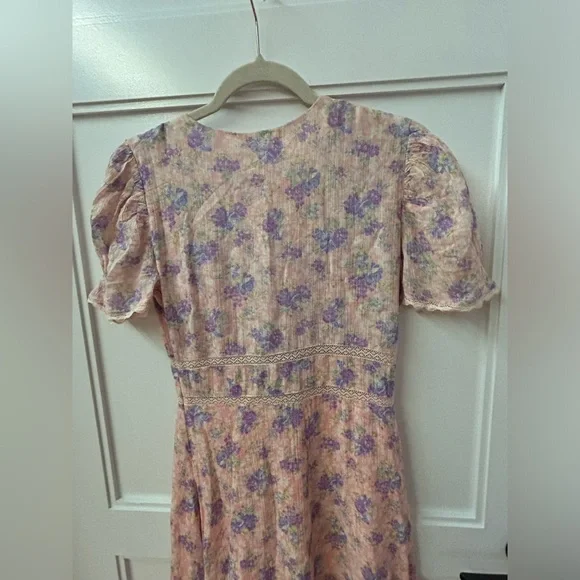 LoveShackFancy Floral Stacy Pink short sleeve Maxi Sz XS orig $475 - Picture 14 of 16